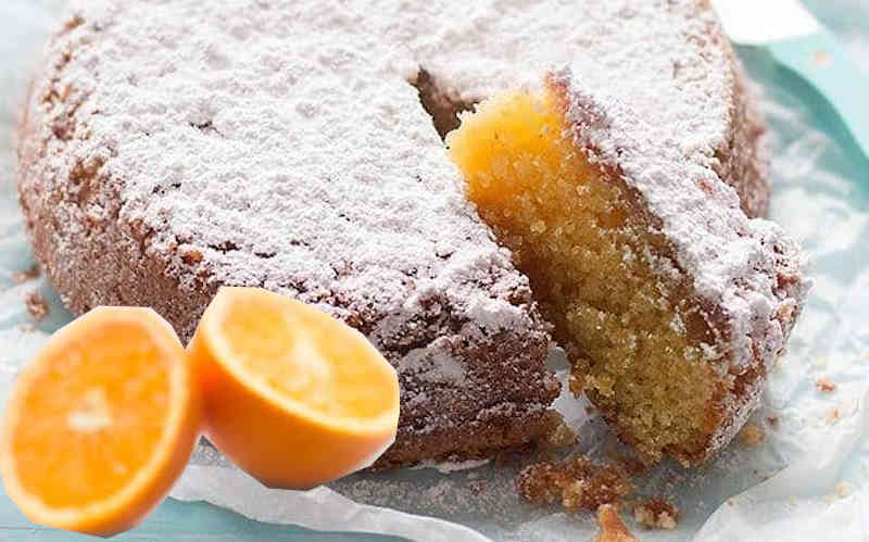 Le Gateau A L Orange Caprese Avec Du Chocolat Blanc Et De La Farine D Amande Un Dessert Tres Parfume Recette Facile